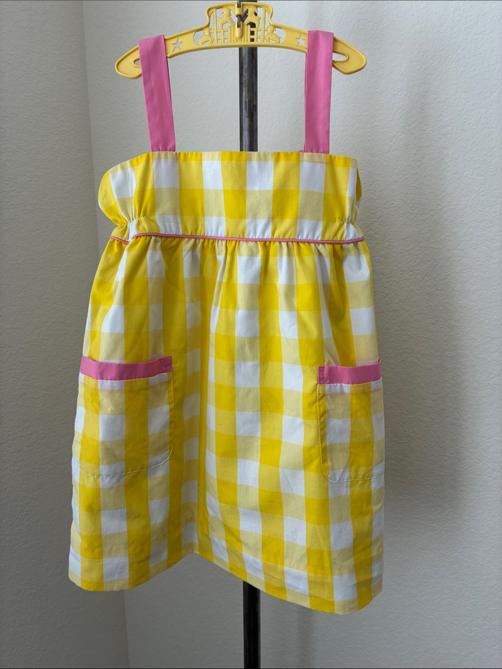 Beaufort Bonnet Company Girls Sundress Gingham Dress Yellow White Pink sz 5